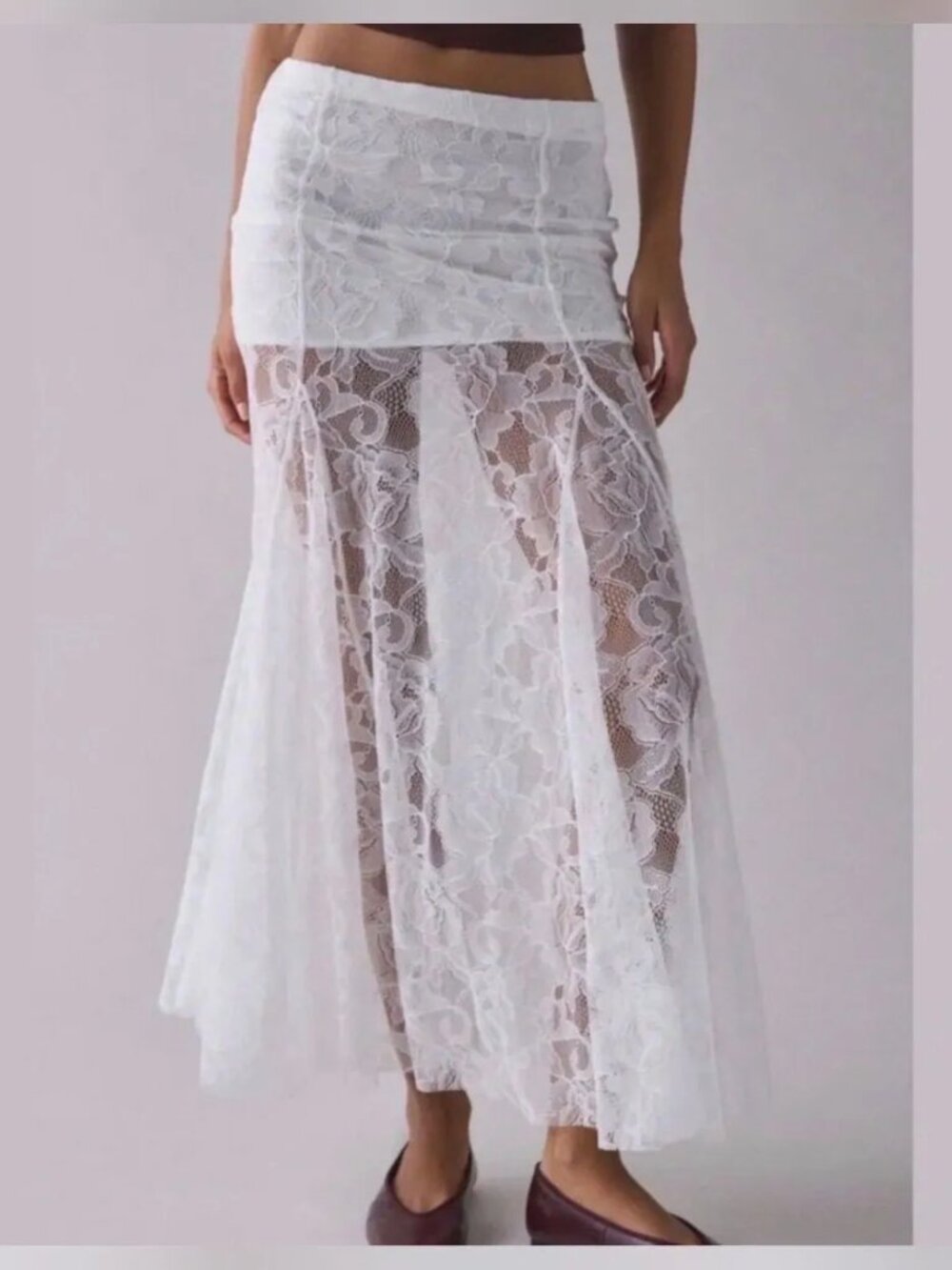 NWT Kimchi Blue Hazy Days Semi Sheer Lace Maxi Skirt Size Small